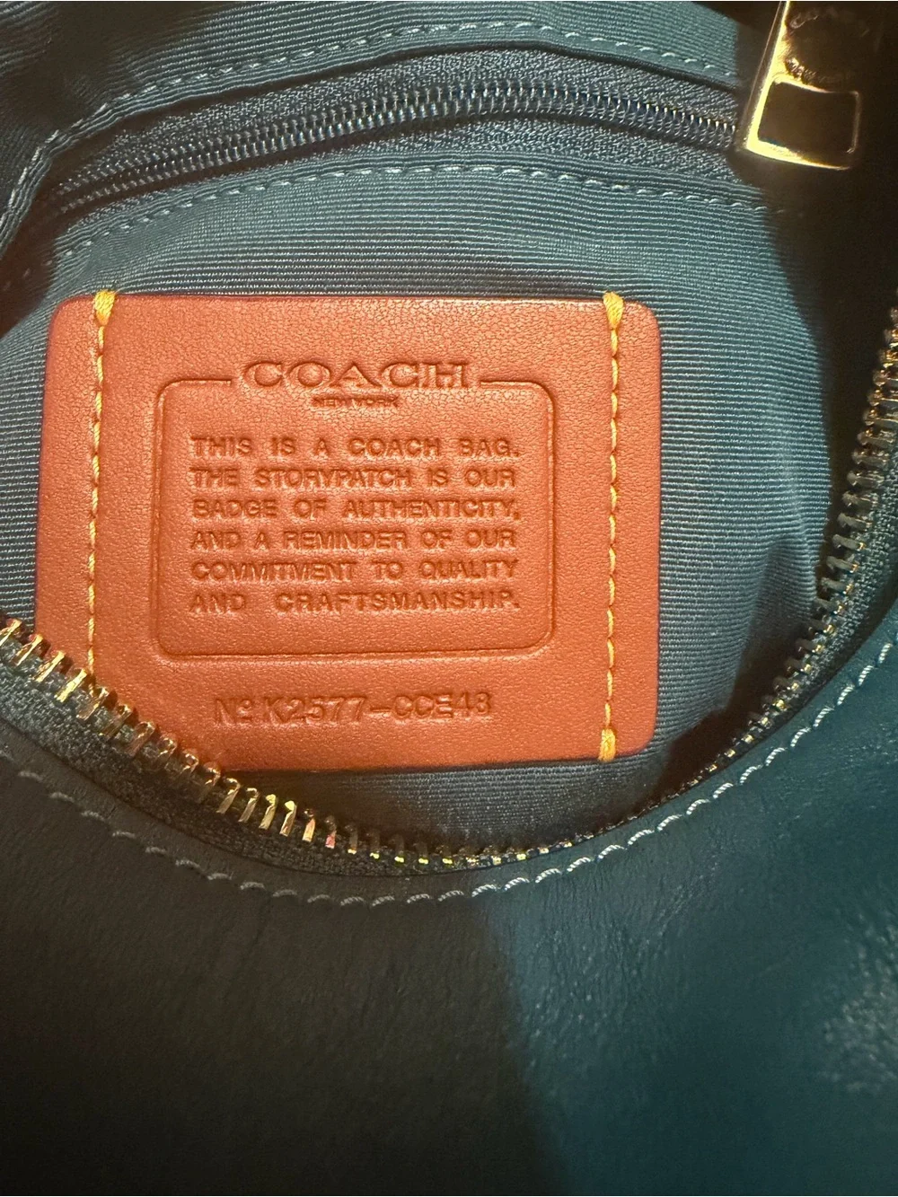 COACH K2577 Smooth Leather Hobo — Deep Teal